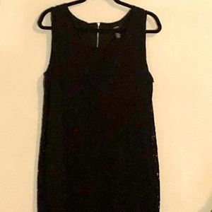 Just below the knee black lace formal dress